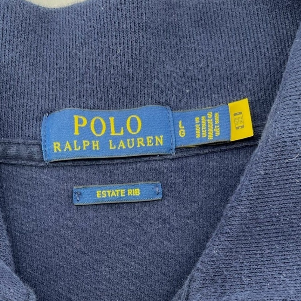 Polo Ralph Lauren Estate Rib Quarter Zip Pullover Mens L Navy Cotton - Picture 3 of 9